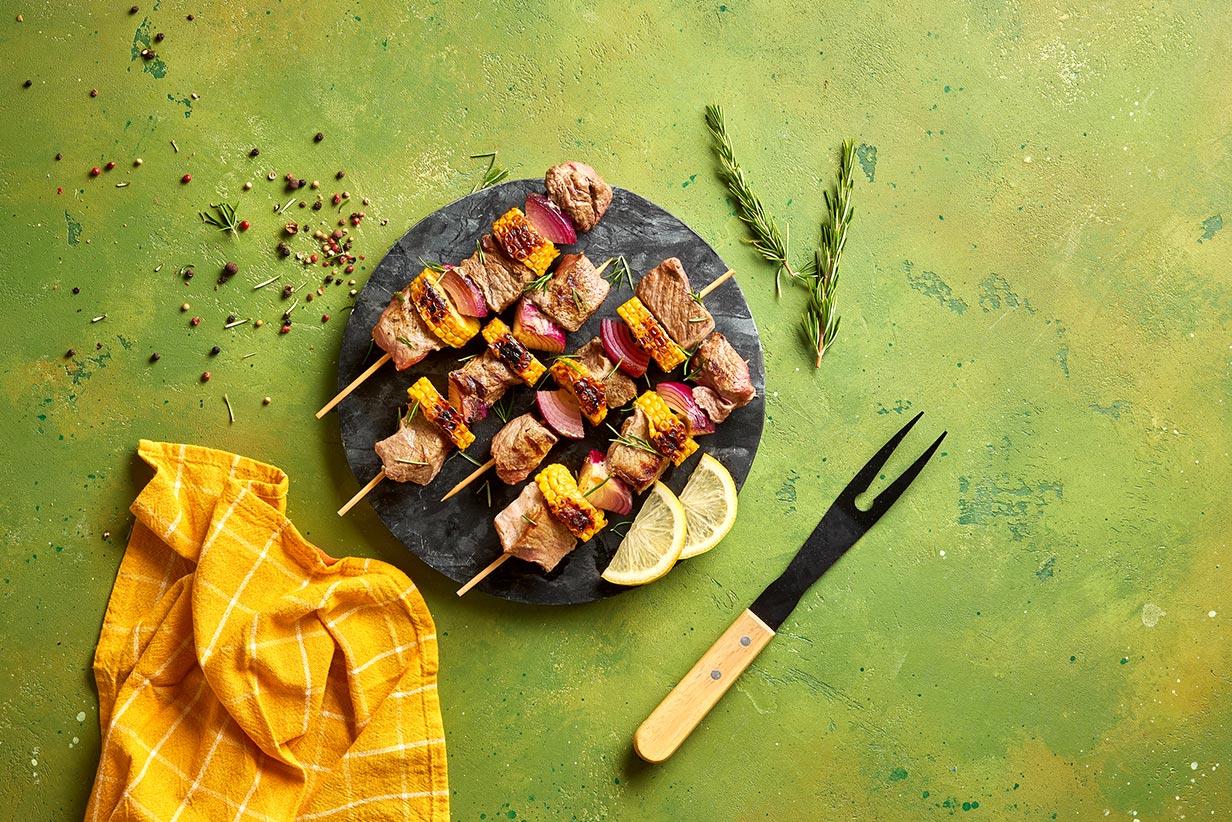 Espetadas de novilho e maçaroca