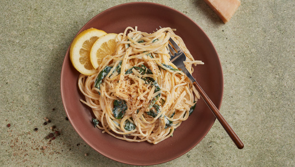 Massa de Ricotta, Limão e espinafres