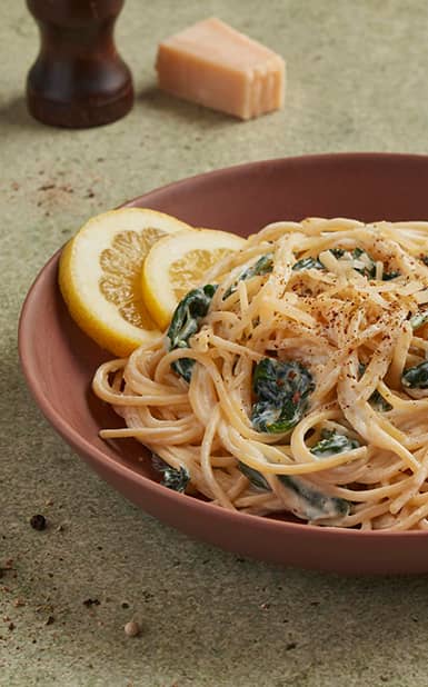 Massa de Ricotta, Limão e espinafres