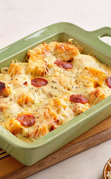 Caçarola de restos de pizza