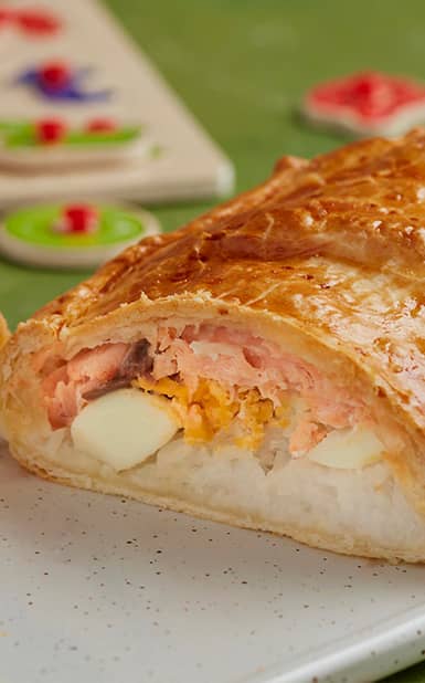 Folhado de Salmão, Arroz e Ovo